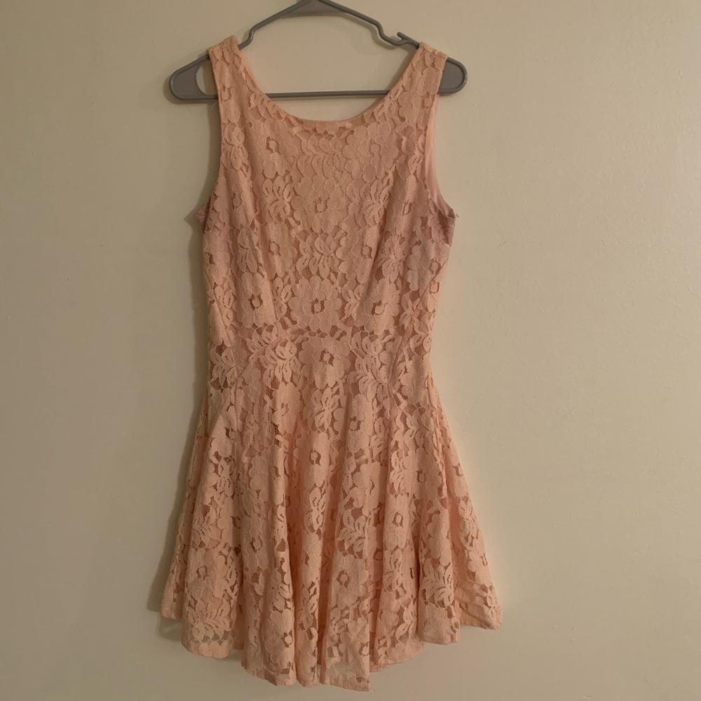 Pink Floral Lace Dress, Medium